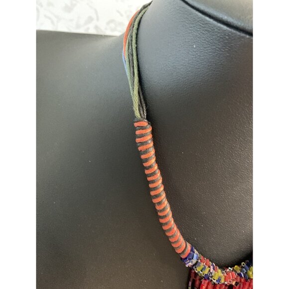 Handcrafted Beaded Necklace With Colorful Fringe & Adjustable Chain - Picture 4 of 5